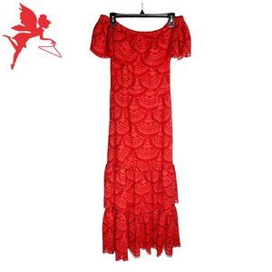 NWT GIANNI BINI Laney Lace Off the Shoulder Tiered Skirt Maxi Dress